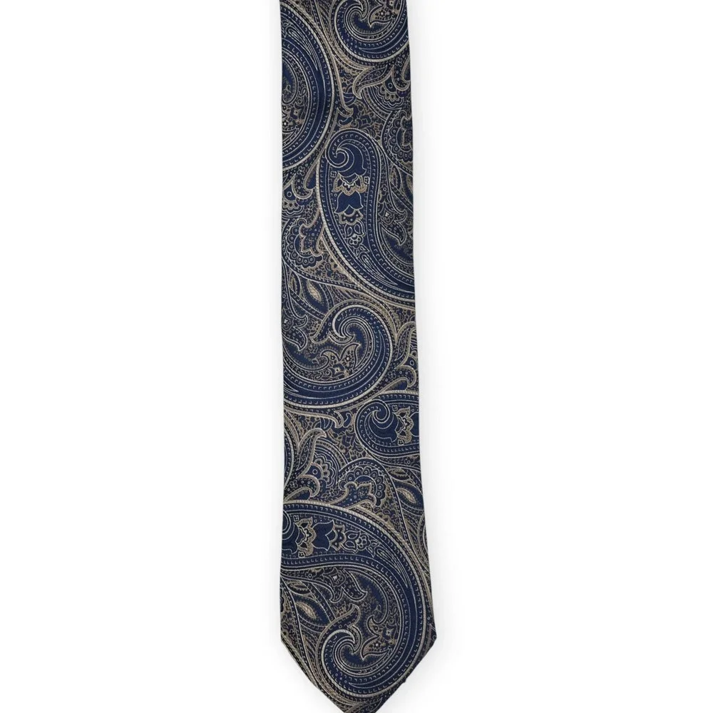 Michael Kors Blue Paisley Tie 100% Silk 58